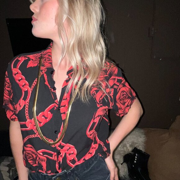 Eighth Avenue Graphic Chain Link Short Sleeve Button Up - Picture 2 of 6
